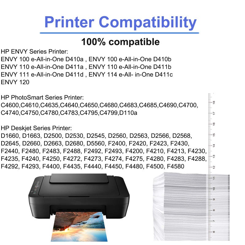 SuperInk Remanufactured Ink Cartridge Replacement for HP 60 60XL CC641WA CC644WA Compatible for Deskjet D1660 D1663 PhotoSmart C4600 C4610 Envy 100 110 All-in-One Printer (1 Black,1 Tri-Color) - Image 2